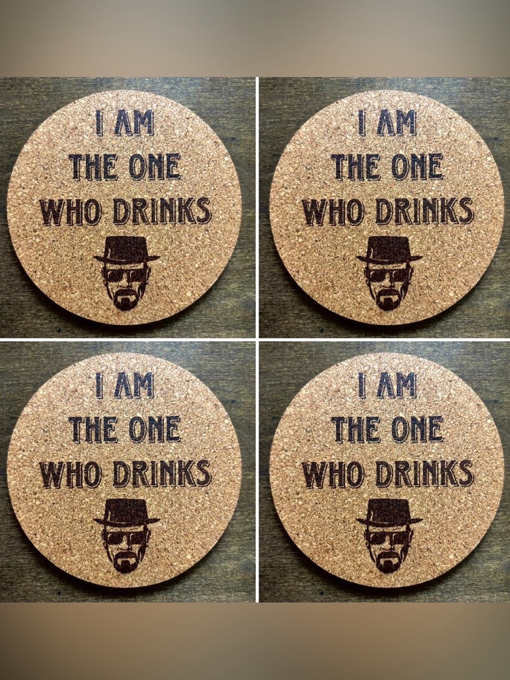Funny Breaking Bad Laser Engraved Cork Coasters Lot of 4